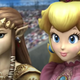 Princess Zelda and Princess Peach watch the action in Smash Bros. Brawl.